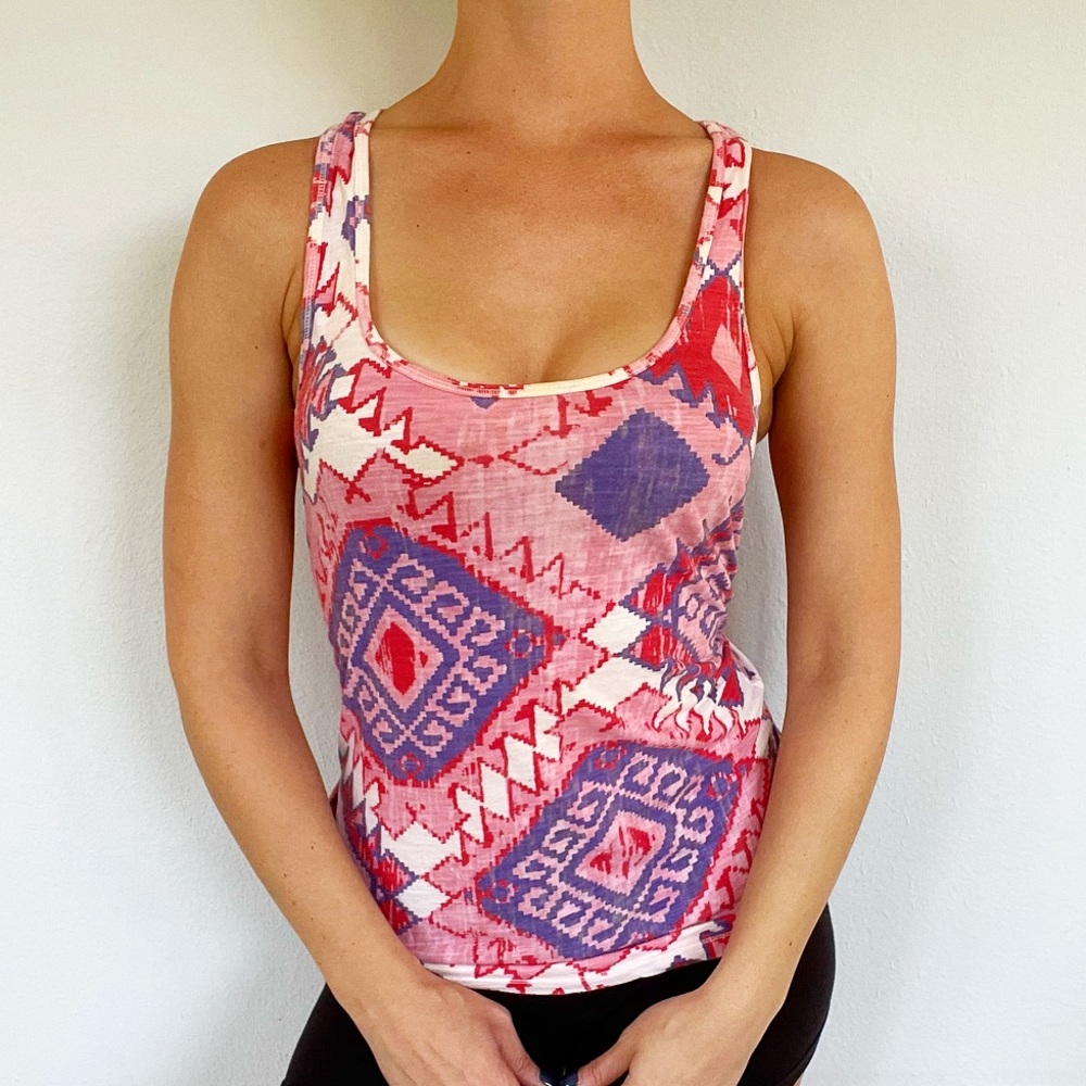 American Eagle pink cotton tribal print tank size medium